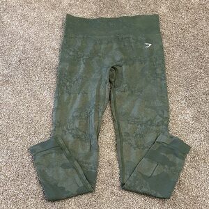 Gymshark Olive Green Camo Seamless Leggings